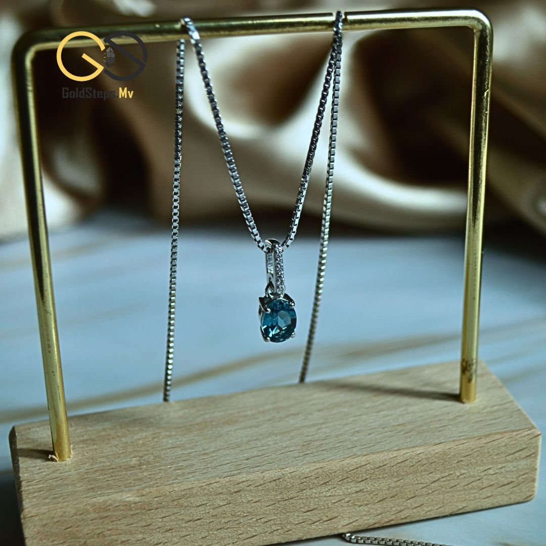 London Blue Topaz Teardrop Necklace in 925 Silver