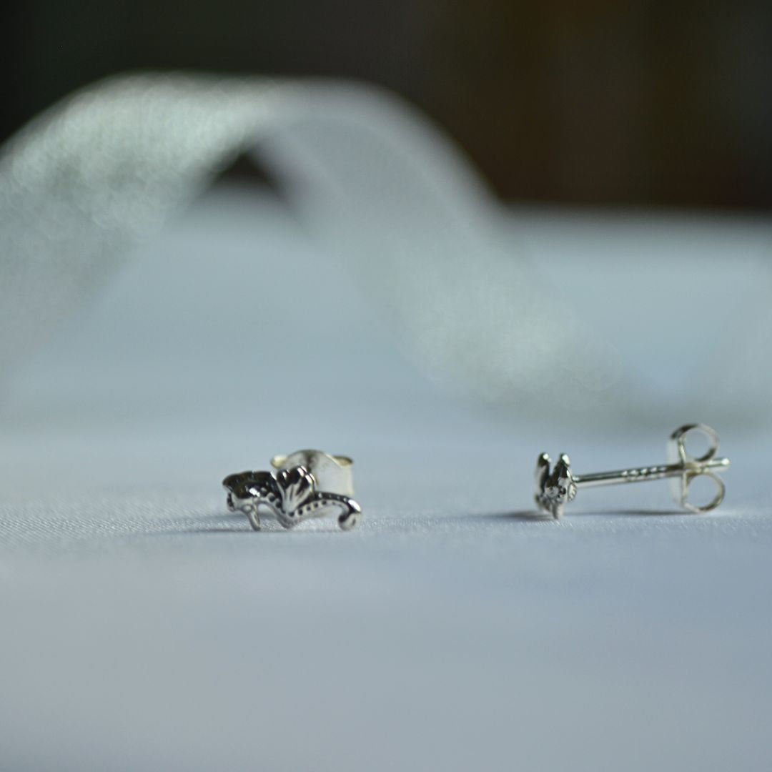 925 Sterling Silver Seahorse Stud Earrings