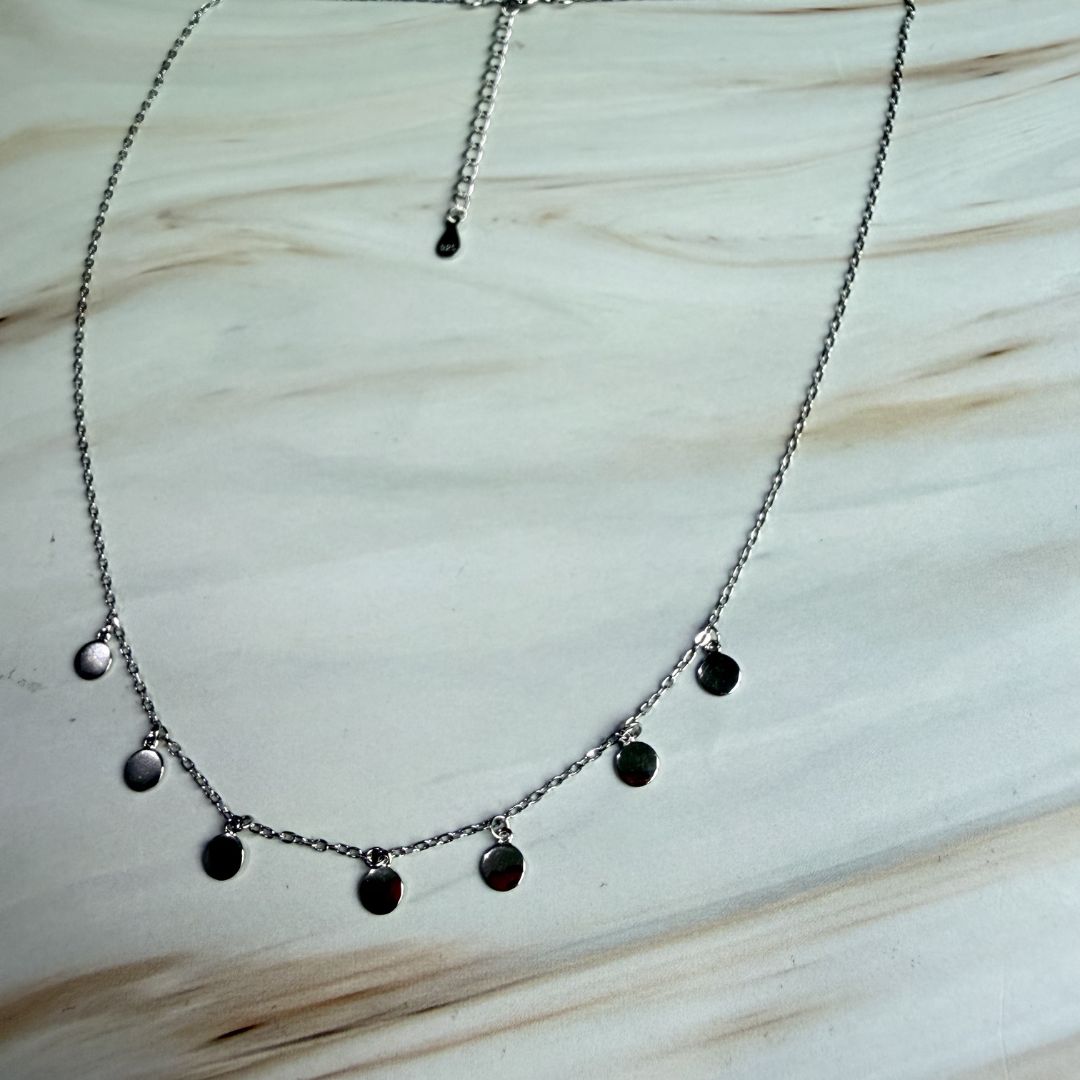 Dainty Disc Charm Necklace in 925 Sterling Silver