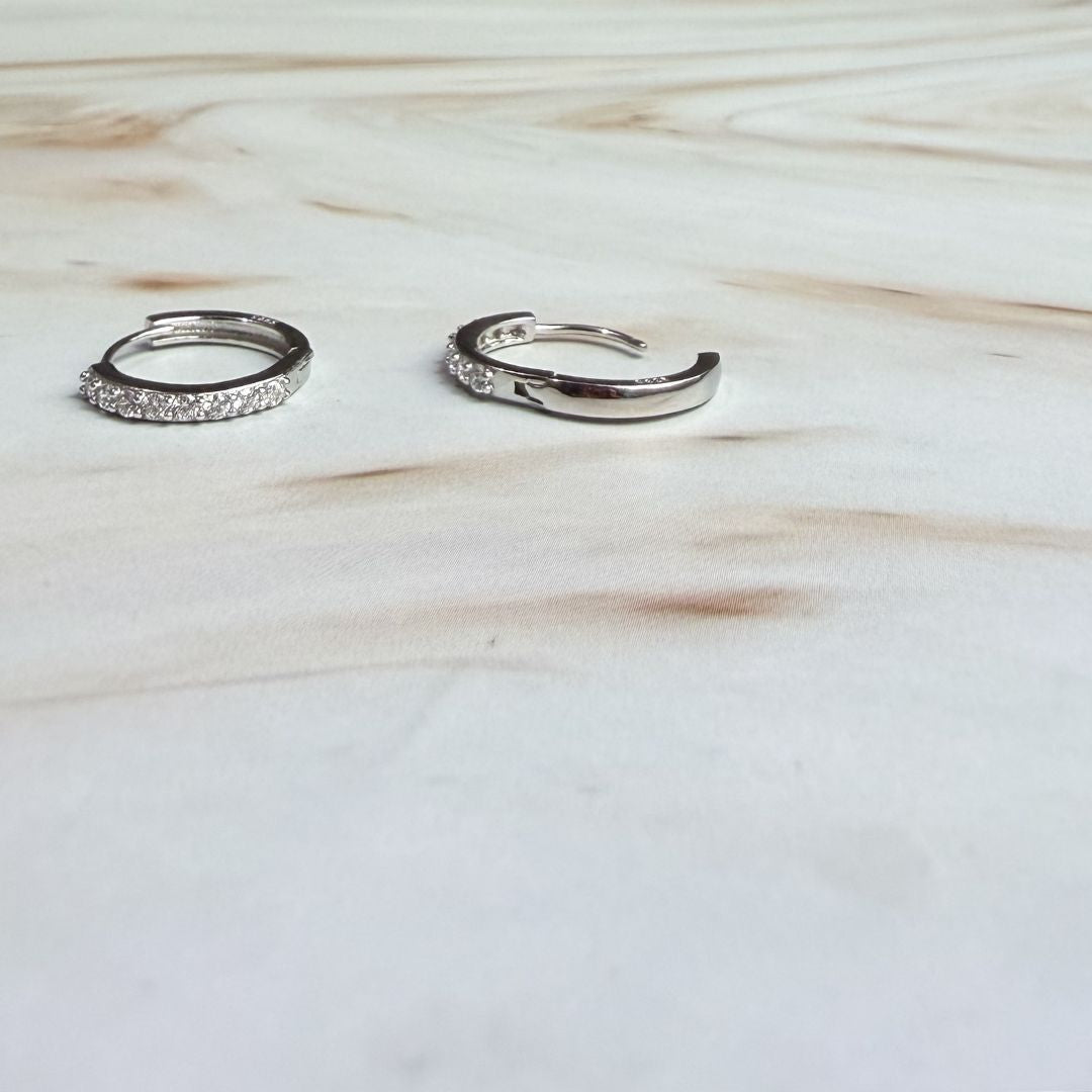 Classic CZ Hoop Earrings in 925 Sterling Silver