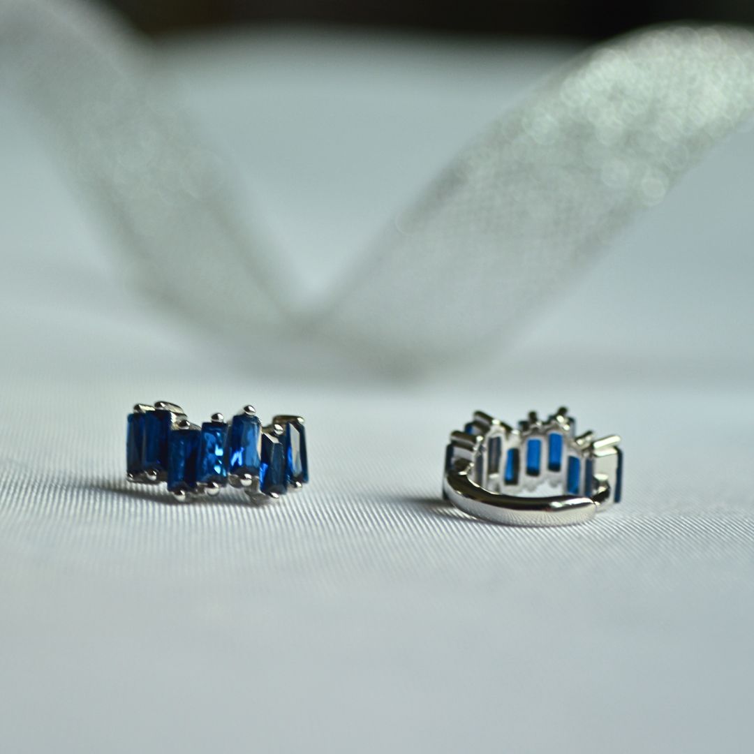 Silver 925 Blue Lagoon Hoop Earrings