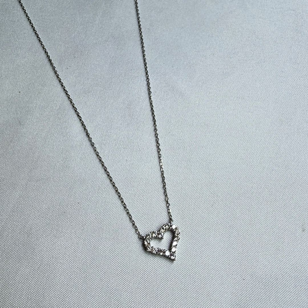 925 Sterling Silver Cubic Zirconia Heart Necklace