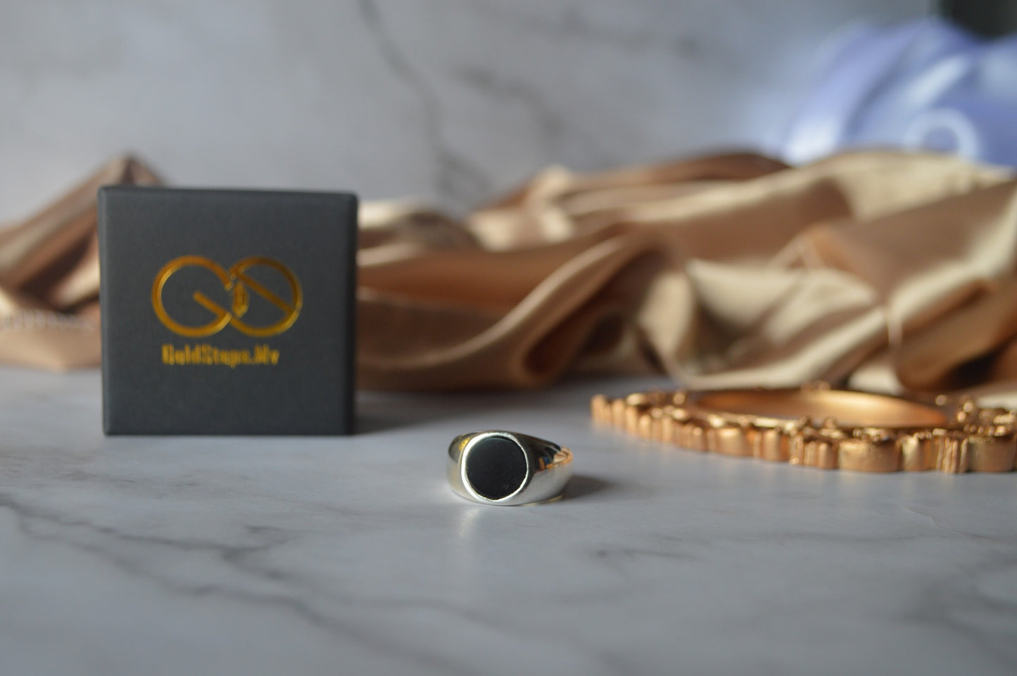 original siover 925 mens ring with natural balck onyx