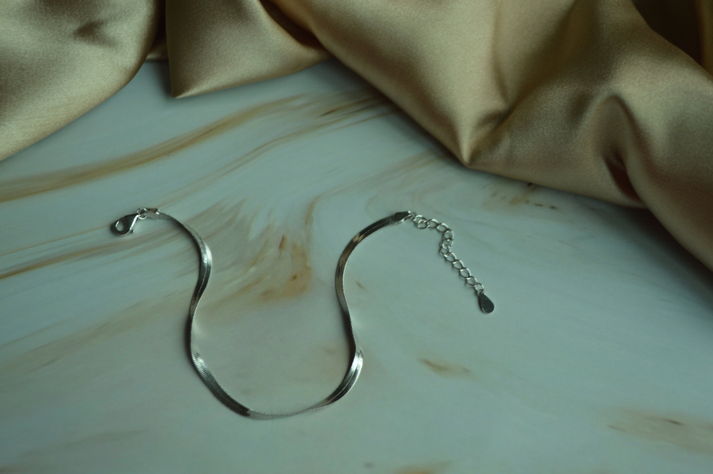 925 Silver Herringbone Chain Necklace – Sleek Minimalist Luxury