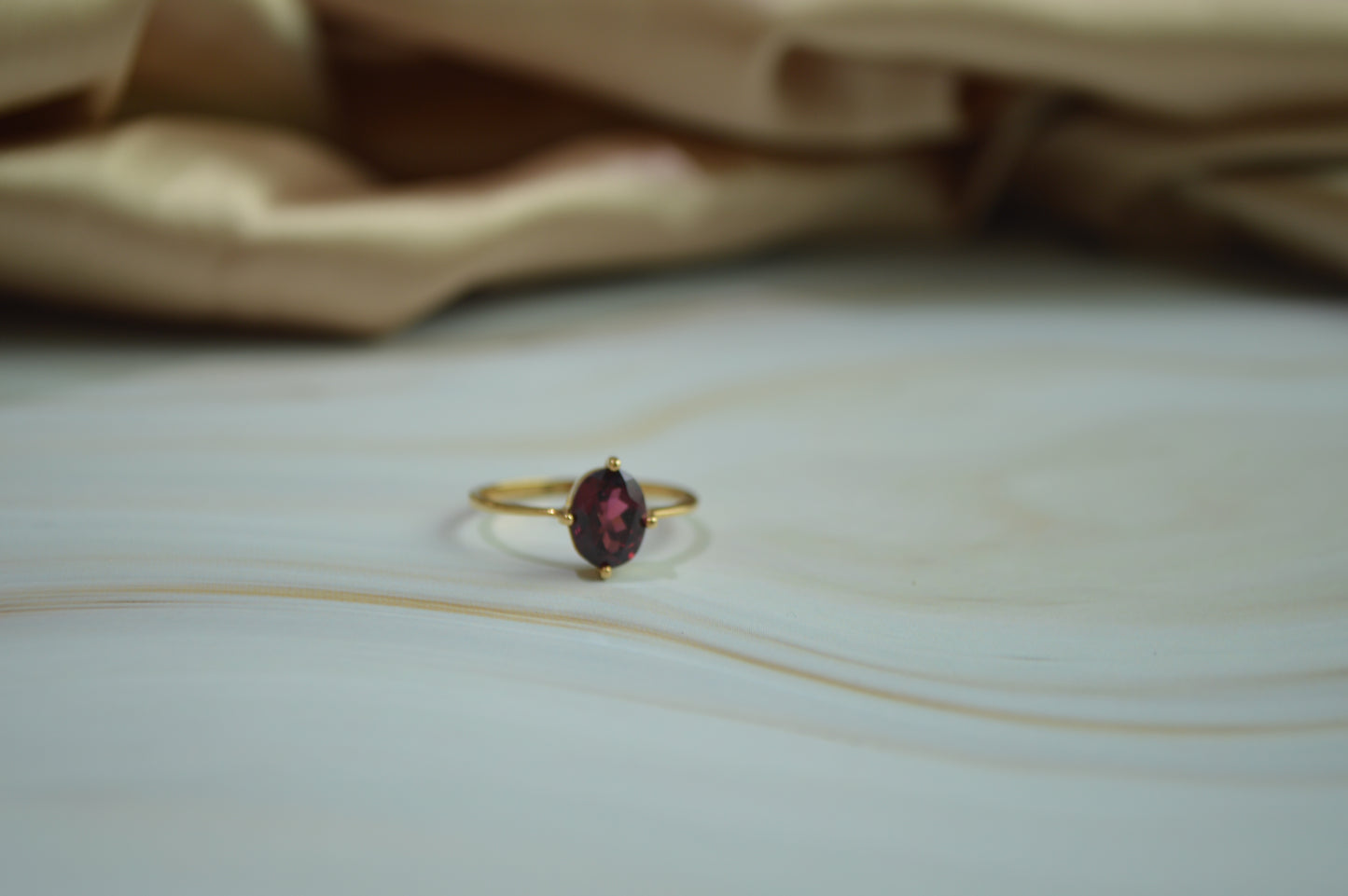 The Garnet Embrace — 18K Gold Ring