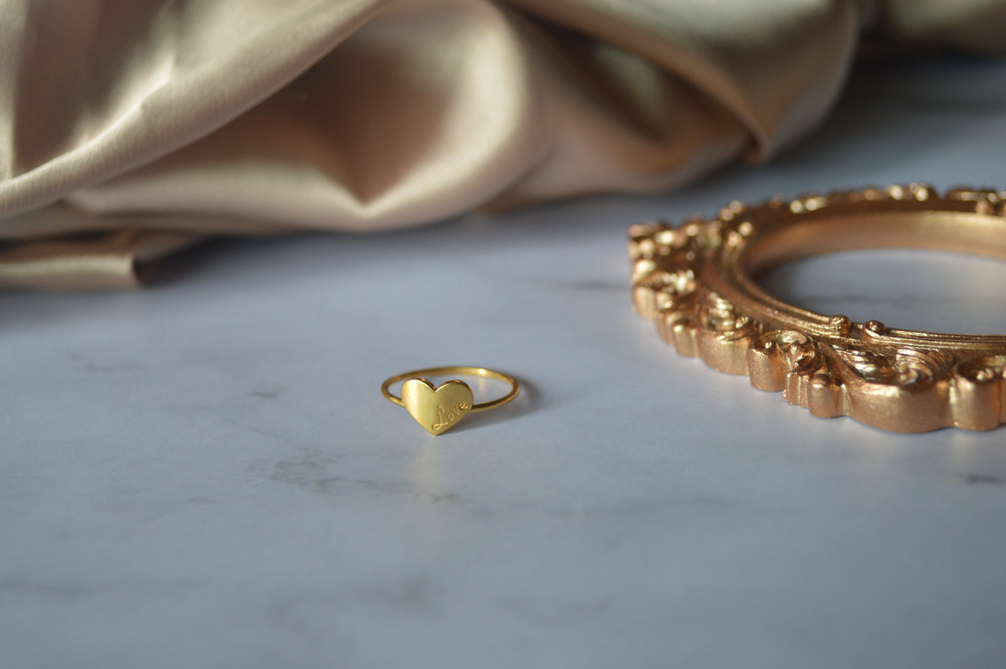 18k gold heart love ring