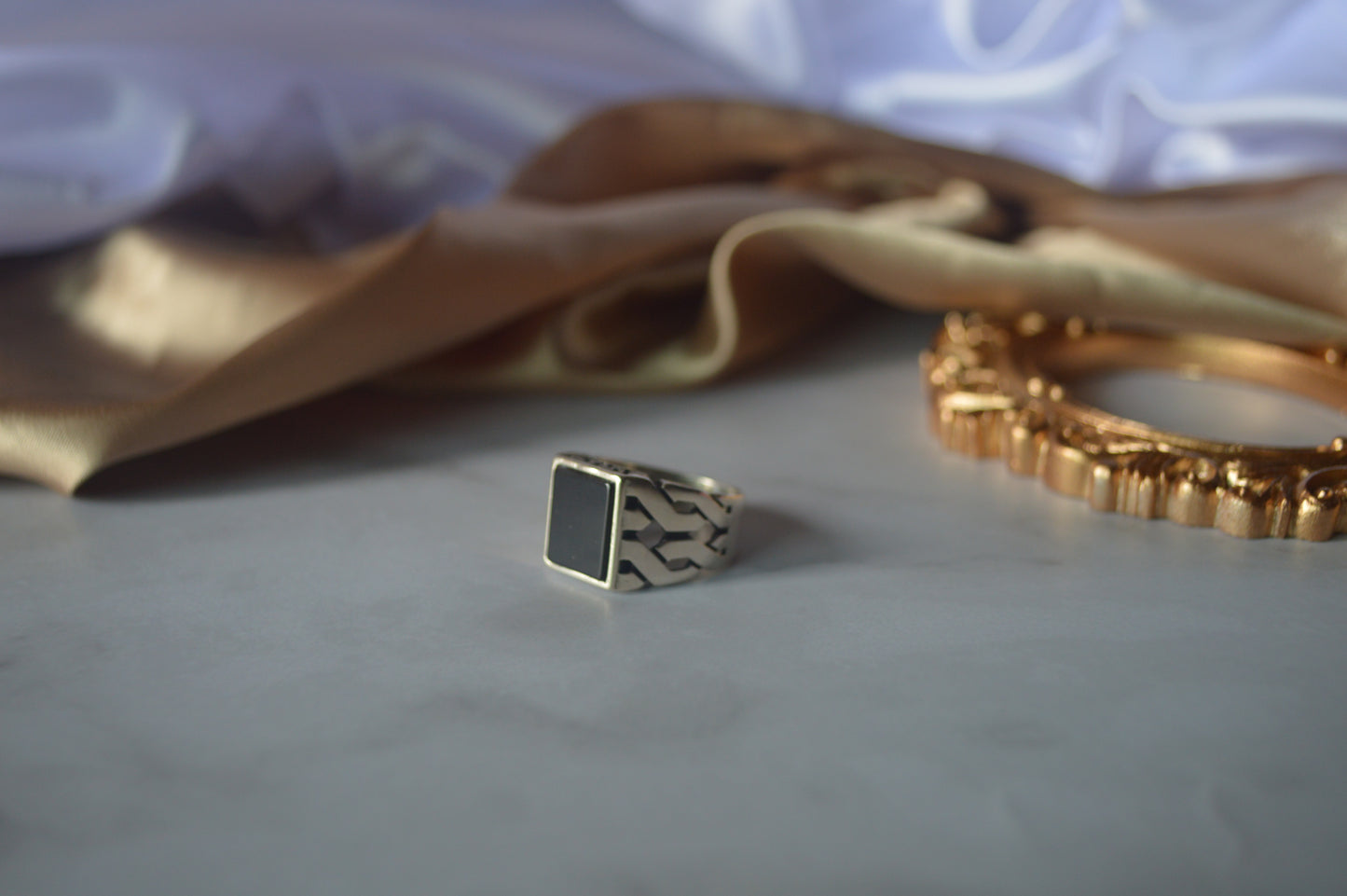 GS0580 Men's Black Onyx Ring in 925 Sterling Silver
