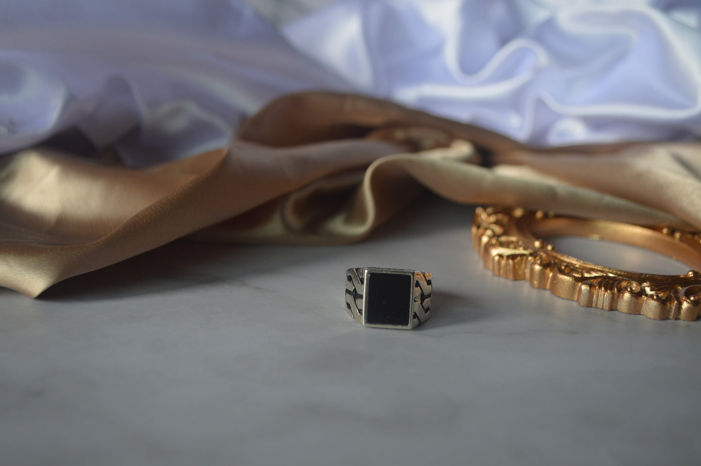 GS0580 Men's Black Onyx Ring in 925 Sterling Silver