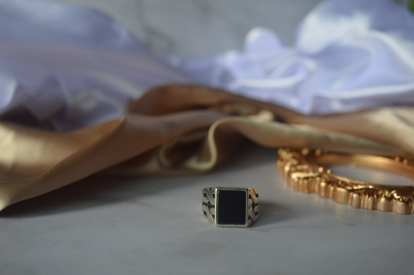GS0580 Men's Black Onyx Ring in 925 Sterling Silver