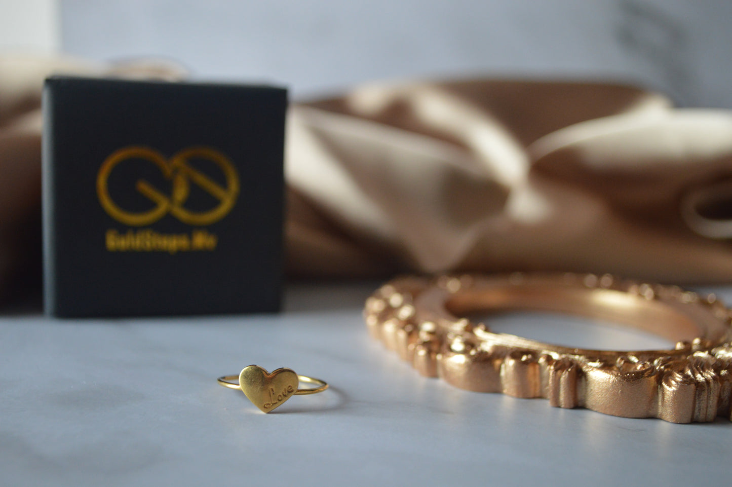 18k gold heart love ring