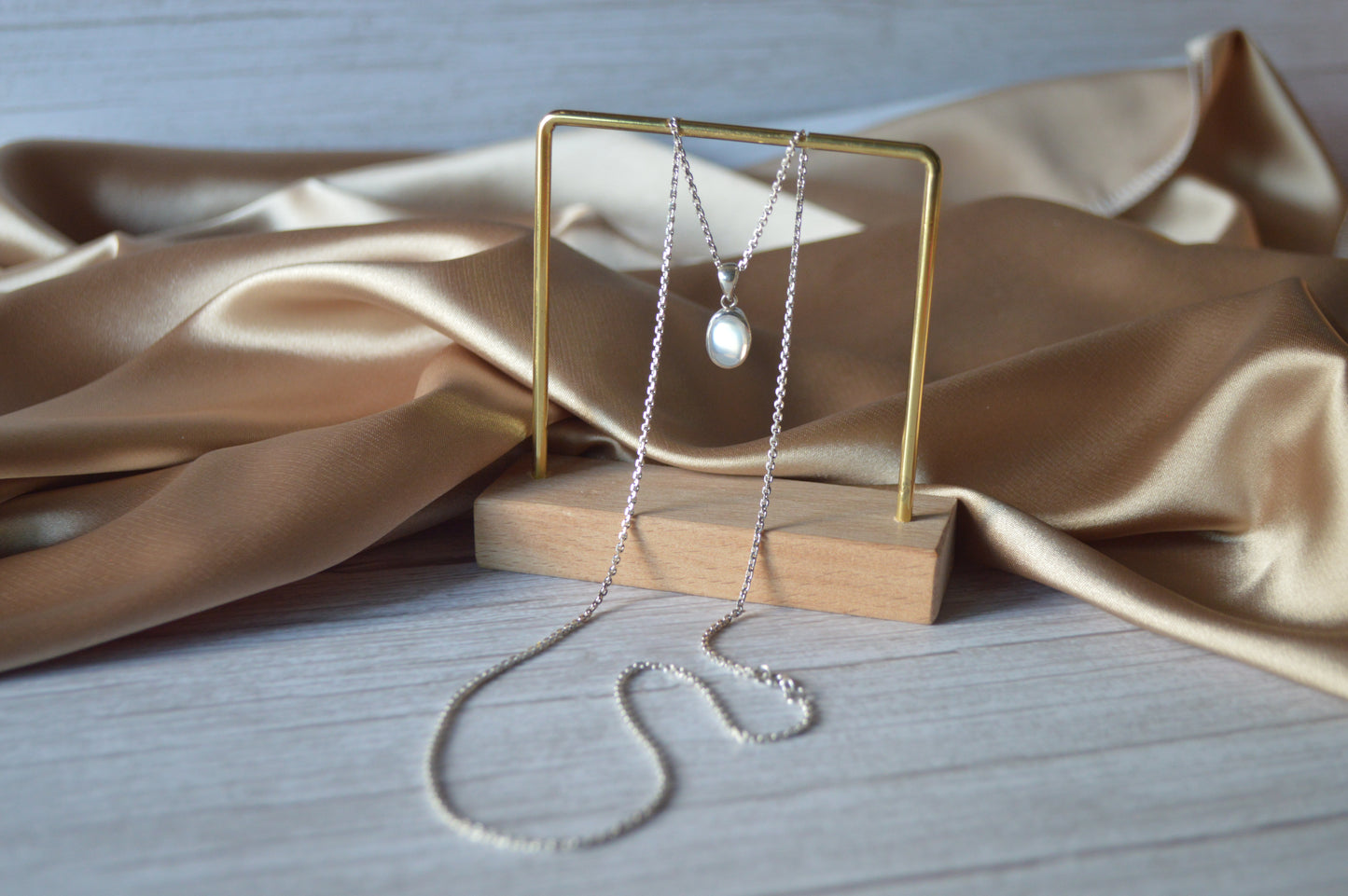 Natural Moonstone Necklace in 925 Sterling Silver
