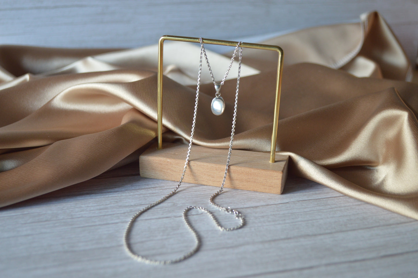 Natural Moonstone Necklace in 925 Sterling Silver