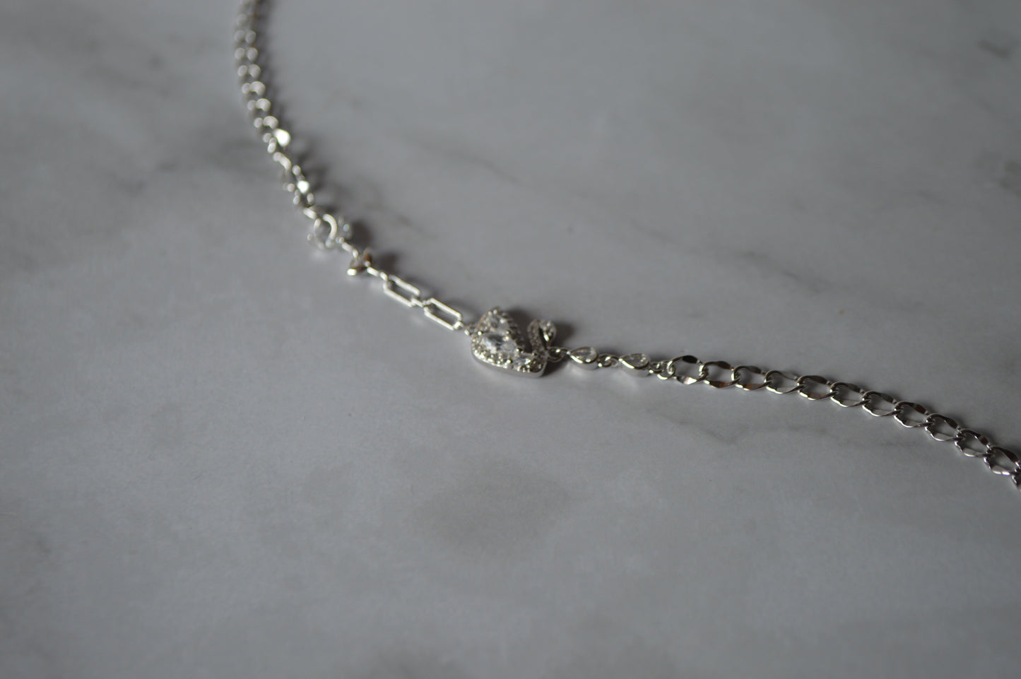 925 sterling silver cubic zirconia swan Bracelet