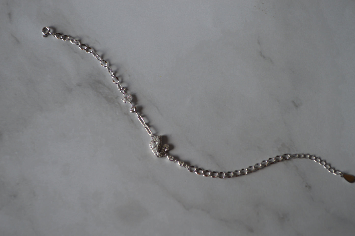925 sterling silver cubic zirconia swan Bracelet