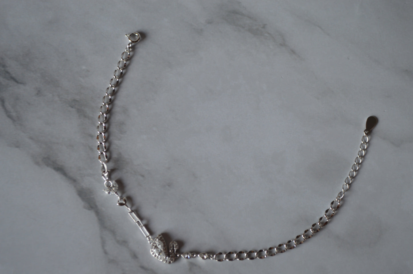 925 sterling silver cubic zirconia swan Bracelet