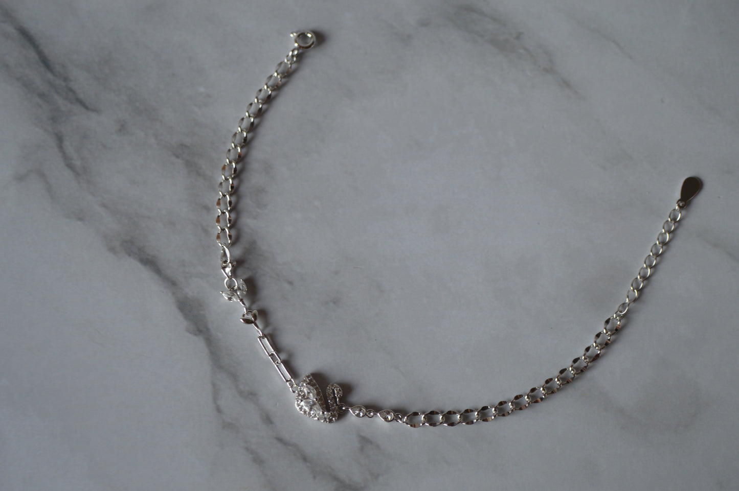 925 sterling silver cubic zirconia swan Bracelet