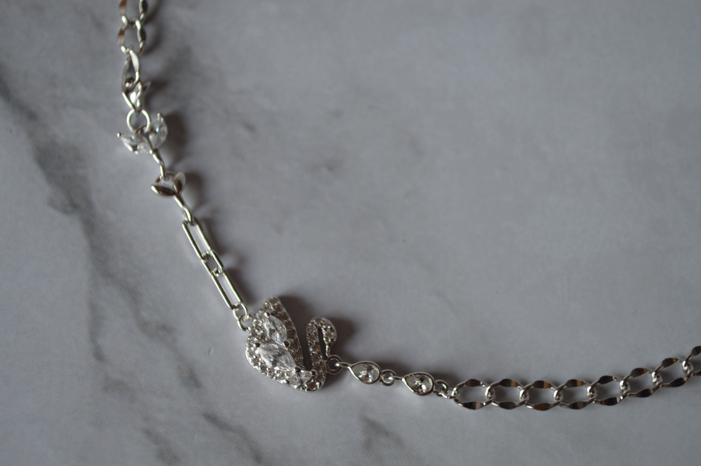 925 sterling silver cubic zirconia swan Bracelet