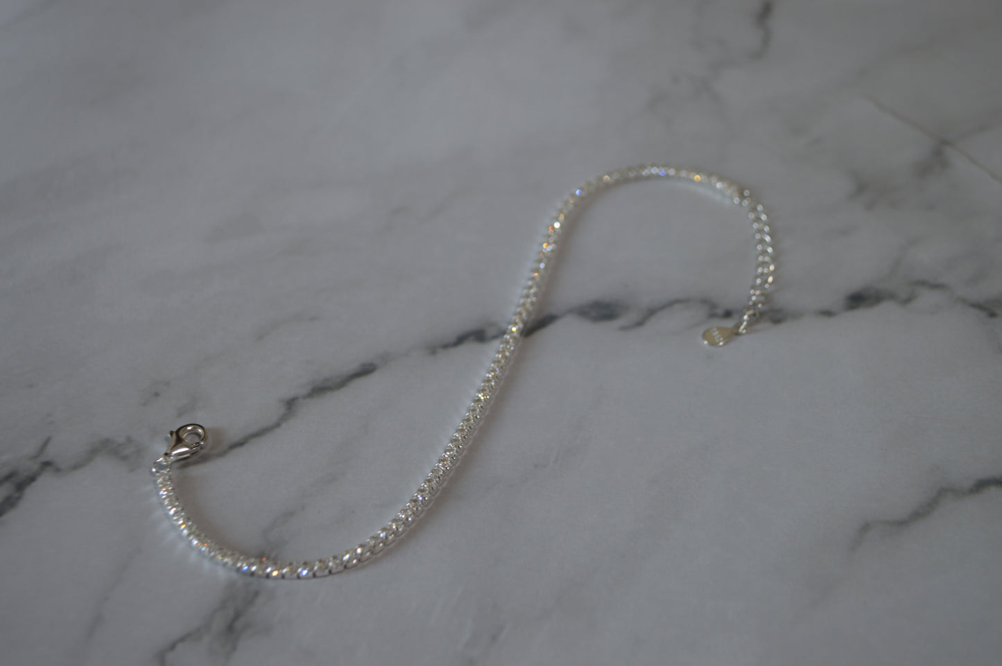 Sterling Silver 925 Tennis Bracelet with Dainty Zircon Accents