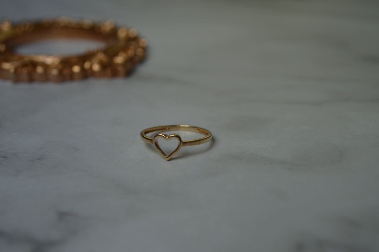 18k Solid Gold Heart Outline Ring – 1.2 Grams