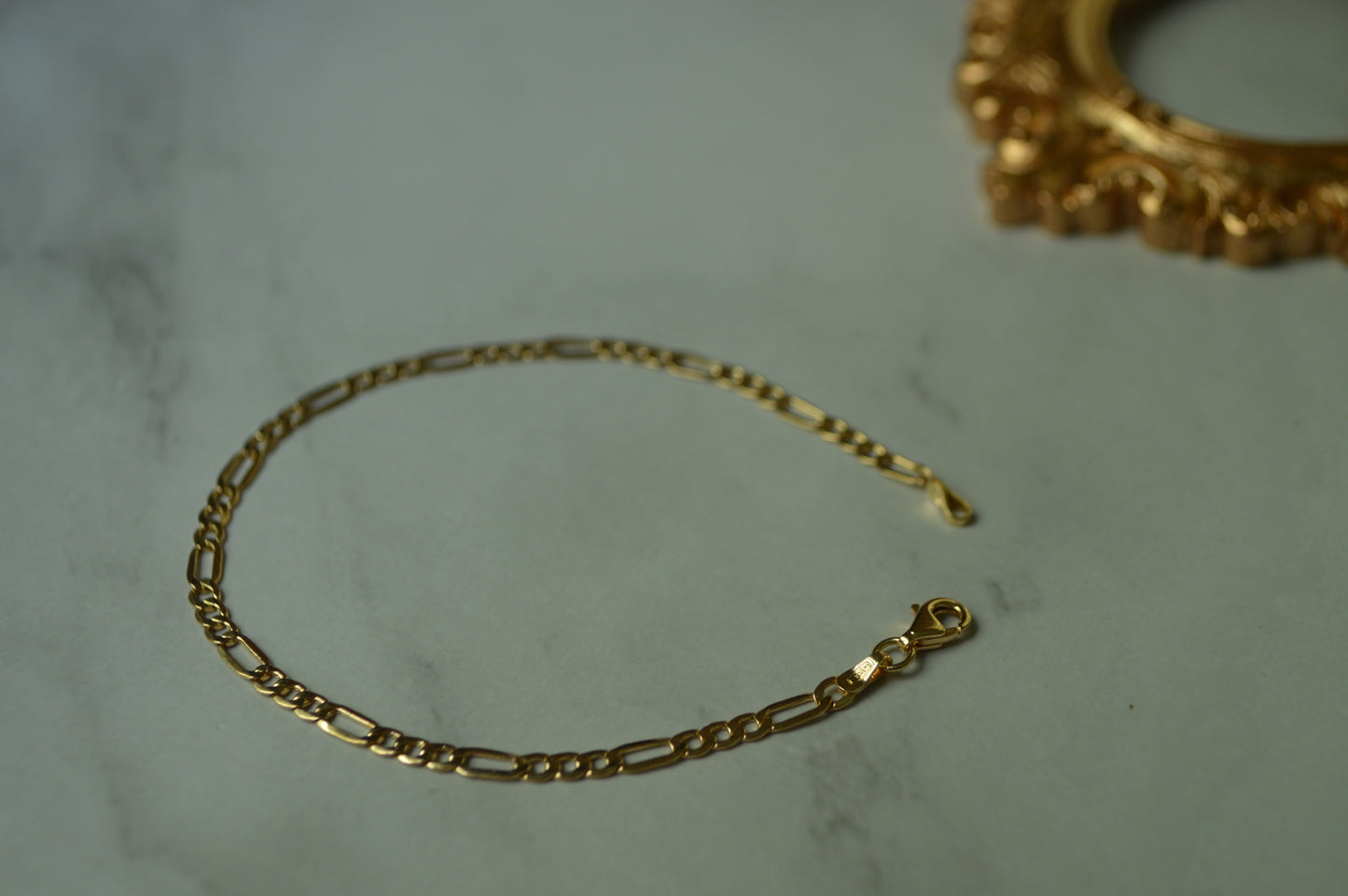 18k Solid Gold Italian Elongated Chain Bracelet – 7.5 Inches