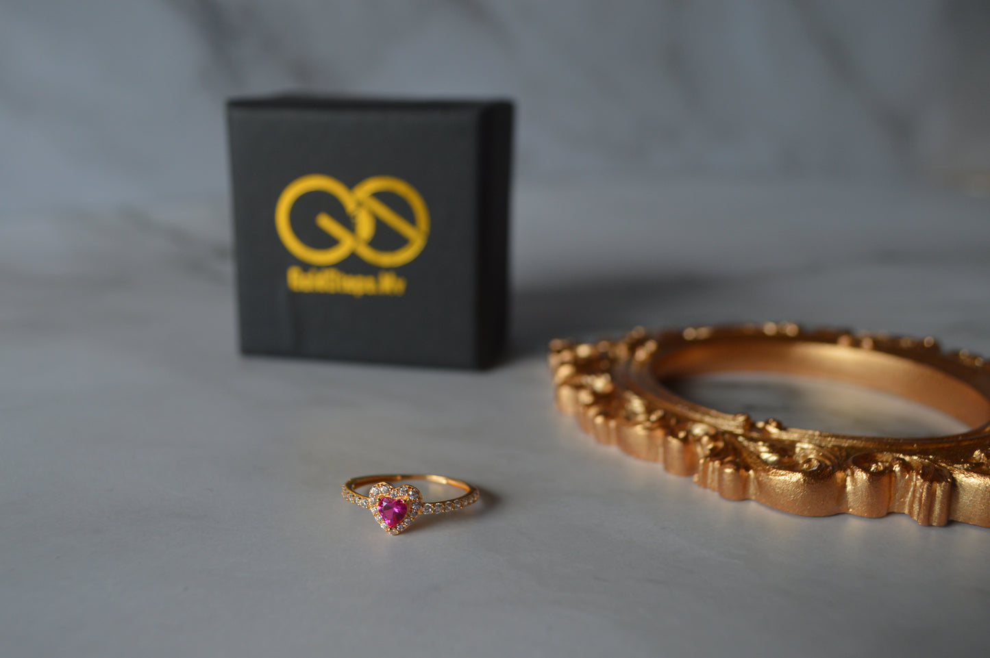 GS0525 KSA HEART RING WITH Pink ZIRCON