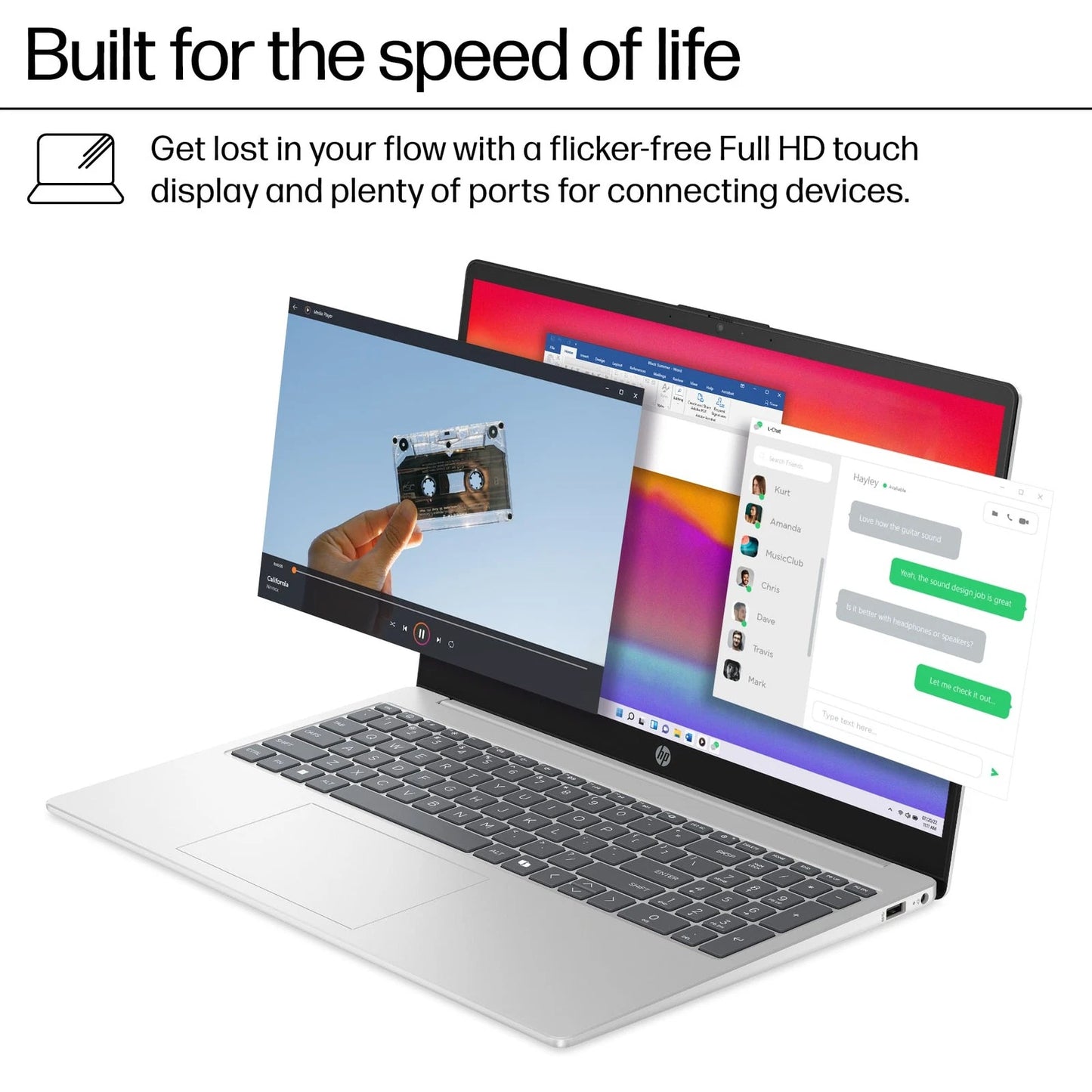 HP 15.6" Full HD Touchscreen Laptop – 13th Gen Intel Core i7, 16GB RAM, 512GB SSD, Natural Silver