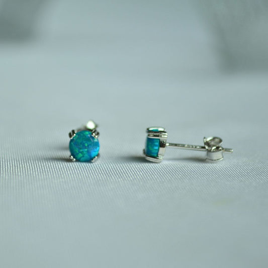Silver 925 Synthetic Opal Stud Earrings