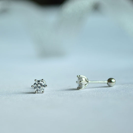 925 Sterling Silver CZ Stone Stud Earrings