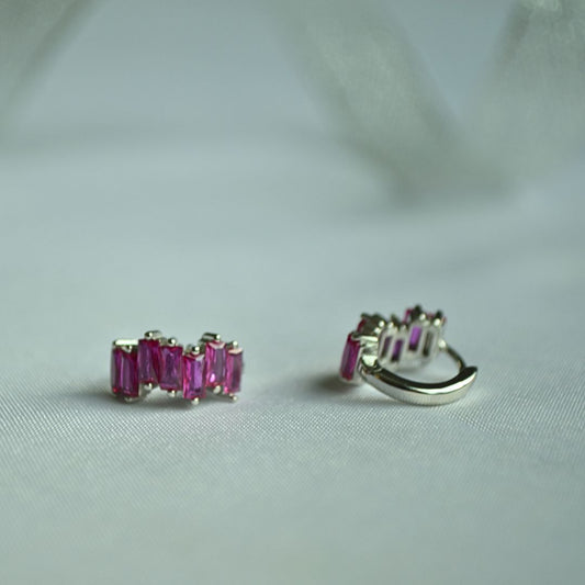 925 Sterling Silver Cubic Zirconia Geometric Classic Huggie Earrings