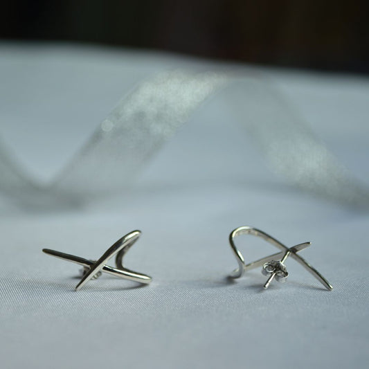 925 Sterling Silver Modern X Stud Earrings