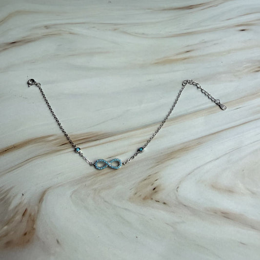 Infinity Blue Stone Bracelet in 925 Sterling Silver