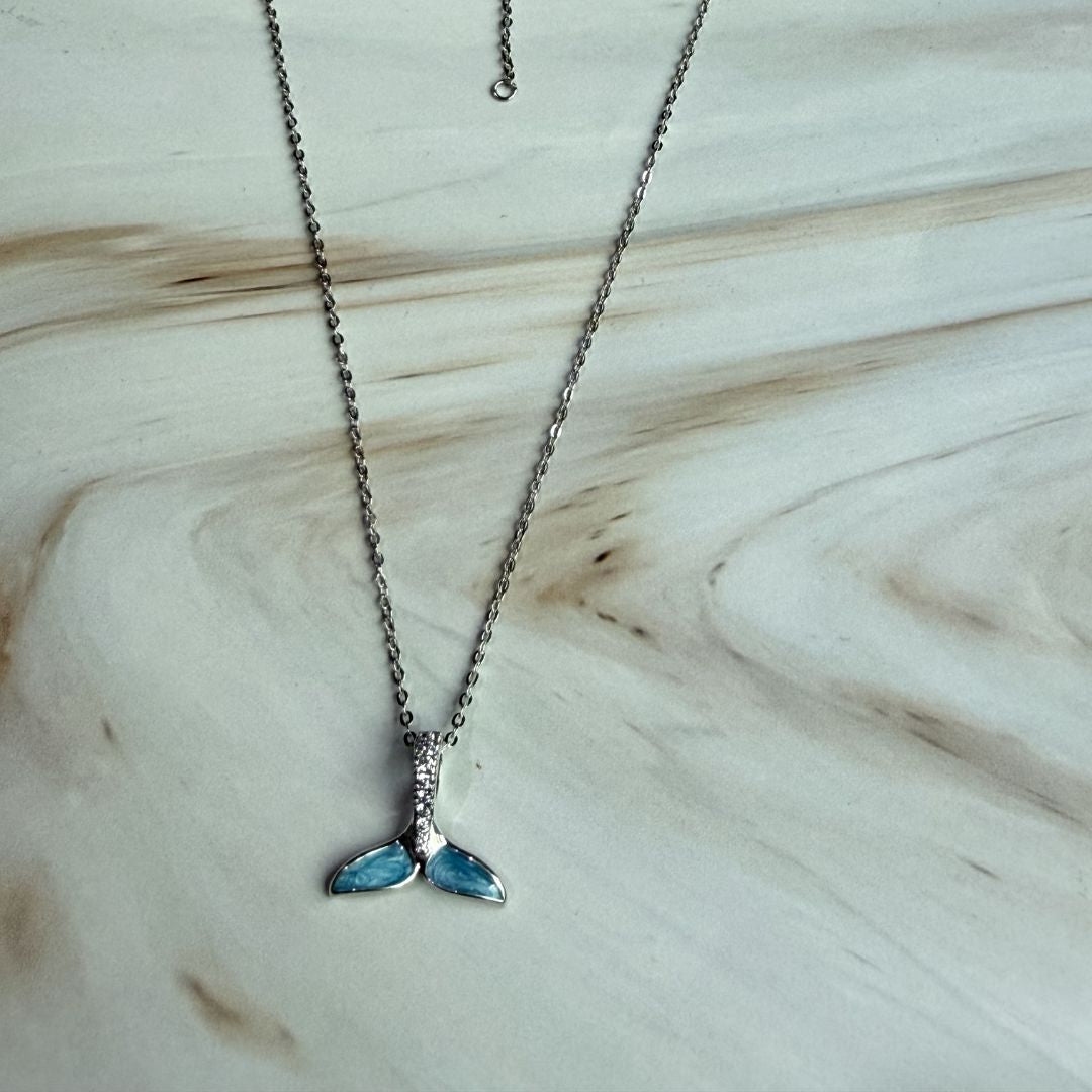 Mermaid Tail CZ Necklace in 925 Sterling Silver