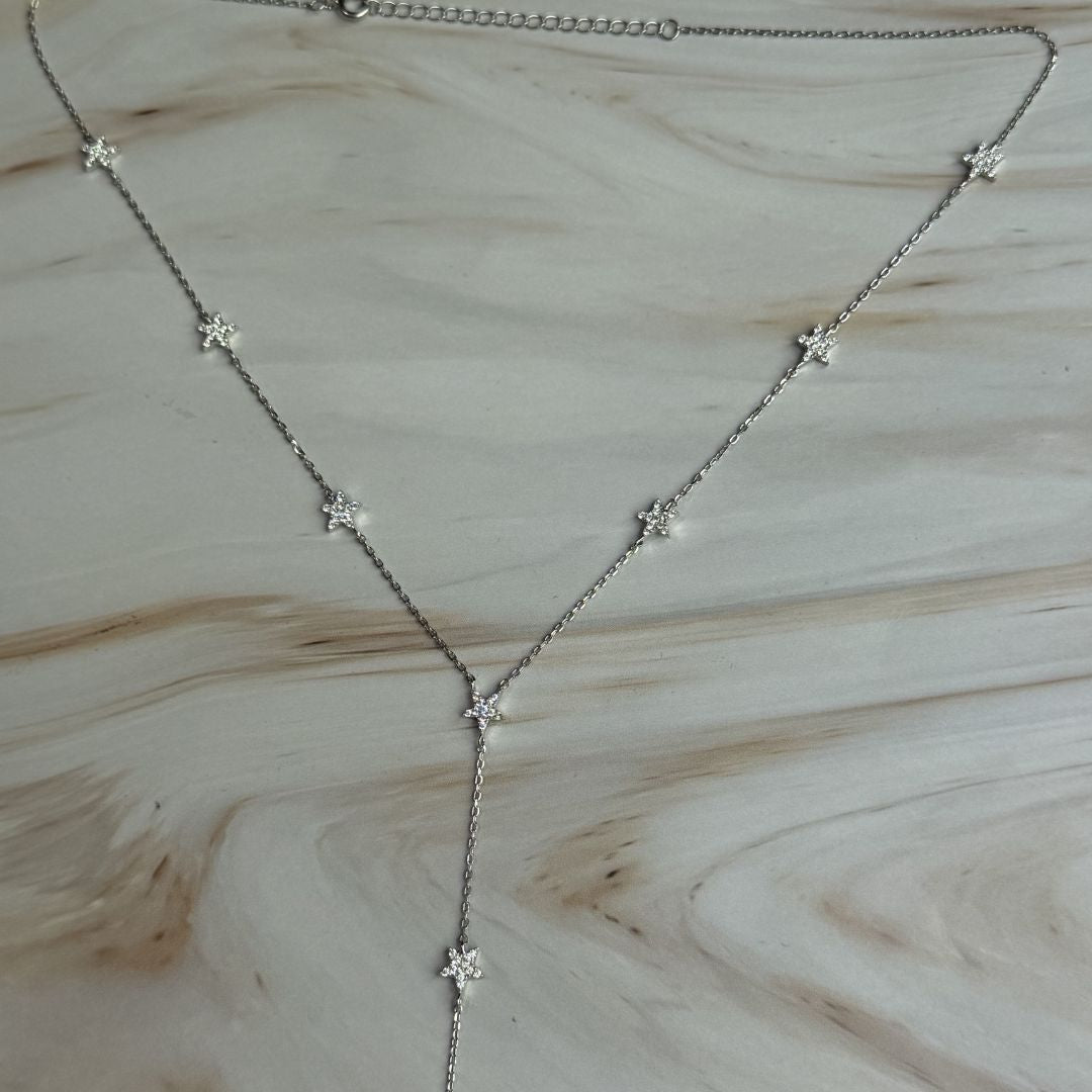 Star CZ Y-Drop Necklace in 925 Sterling Silver