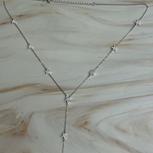 Star CZ Y-Drop Necklace in 925 Sterling Silver