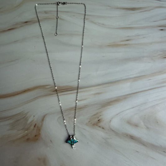 Ocean Manta Ray Pendant Necklace in 925 Sterling Silver