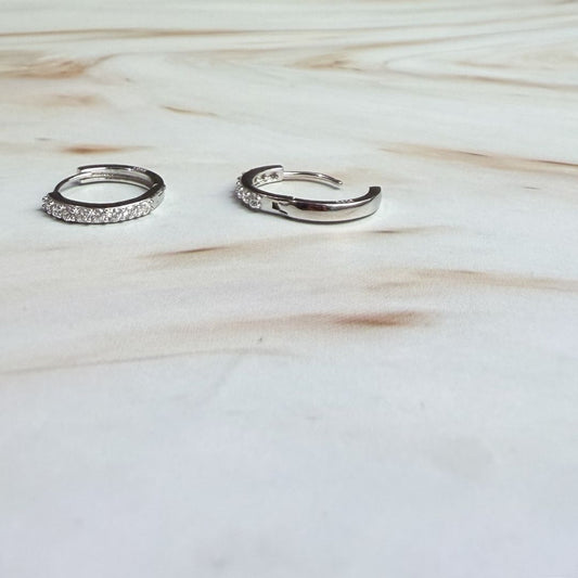 Classic CZ Hoop Earrings in 925 Sterling Silver