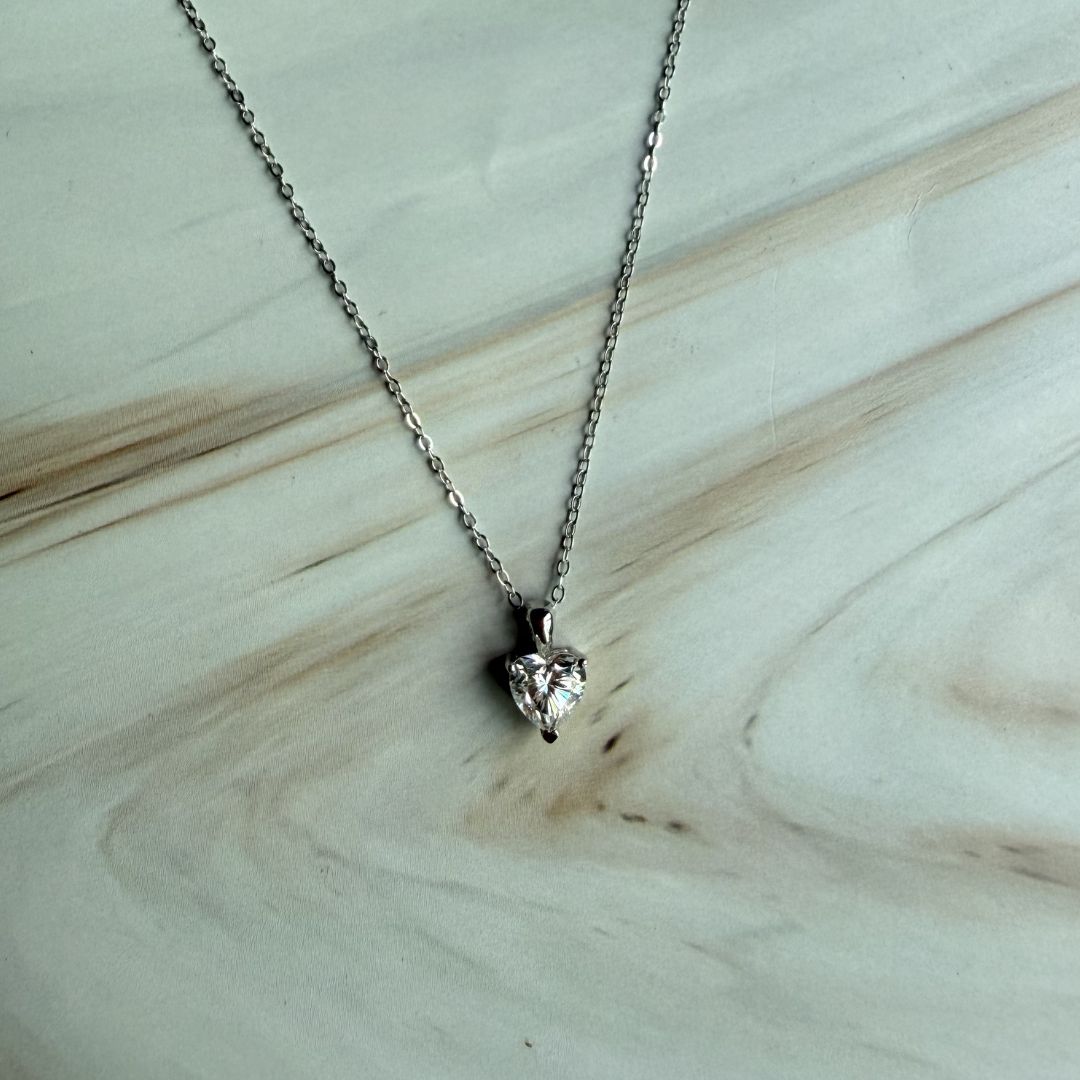 Heart-Cut Moissanite Necklace in 925 Sterling Silver