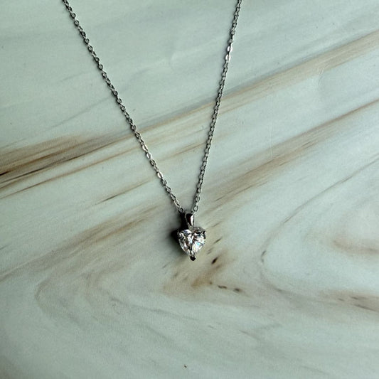 Heart-Cut Moissanite Necklace in 925 Sterling Silver