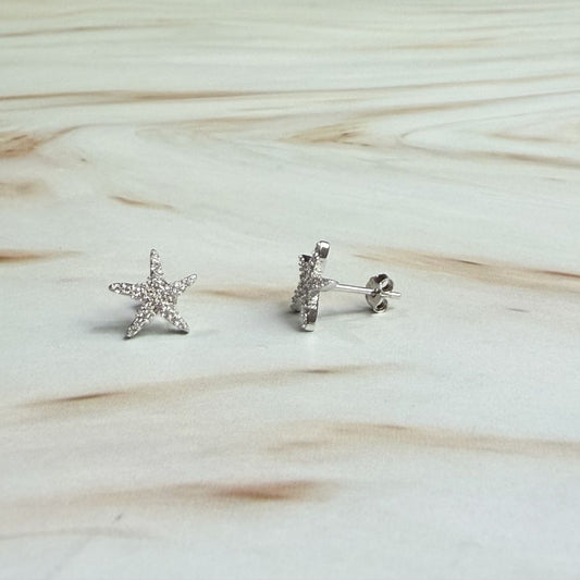 Starfish CZ Stud Earrings in 925 Sterling Silver