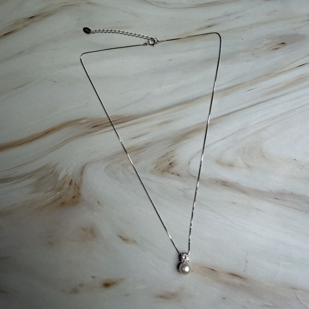Elegant Natural Pearl Drop 925 Sterling Silver Necklace