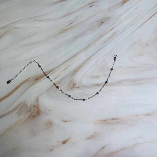 Minimal Beaded 925 Sterling Silver Anklet