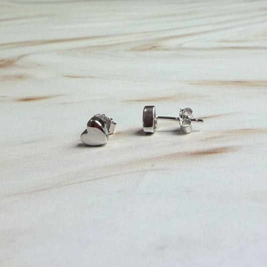 Minimalist Heart 925 Sterling Silver Stud Earrings