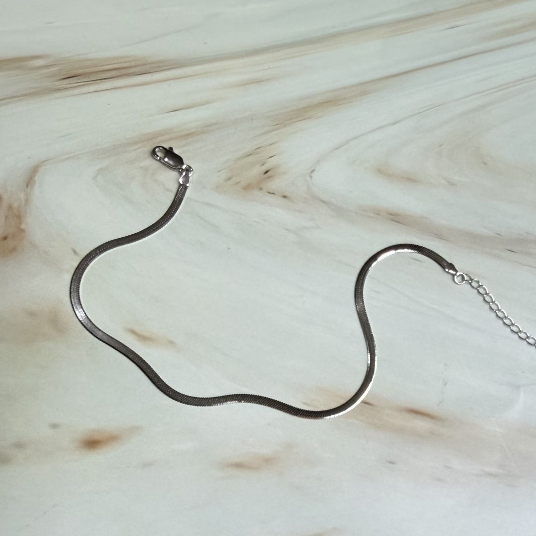Elegant Herringbone 925 Sterling Silver Anklet