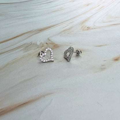 925 Sterling Silver Open Heart Stud Earrings