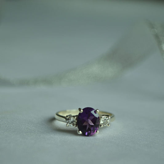 Natural Amethyst 925 Silver Ring
