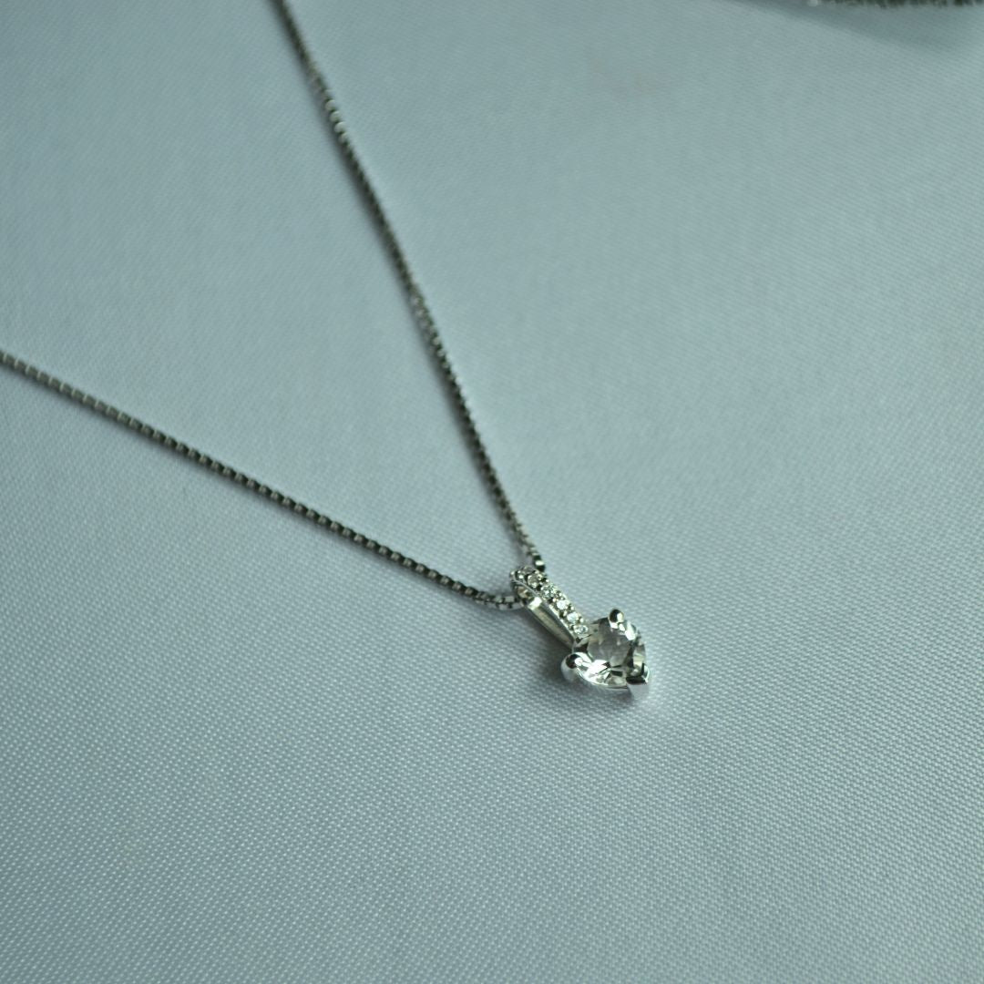 Sterling Silver Heart Crystal Stone Necklace