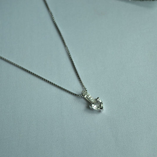 Sterling Silver Heart Crystal Stone Necklace