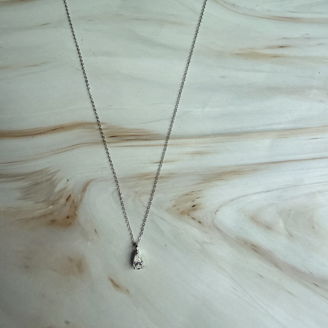 Elegant Moissanite Drop Necklace in 925 Sterling Silver