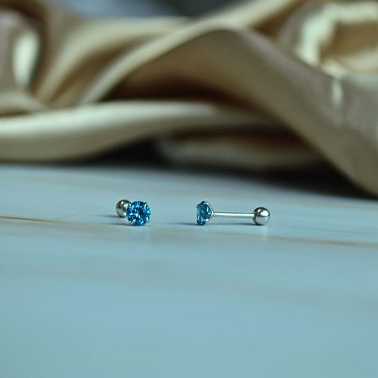 4mm Blue Gemstone Studs in 925 Silver – Minimal Sparkle, Maximum Elegance