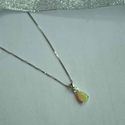 Sterling Silver Opal Teardrop Necklace
